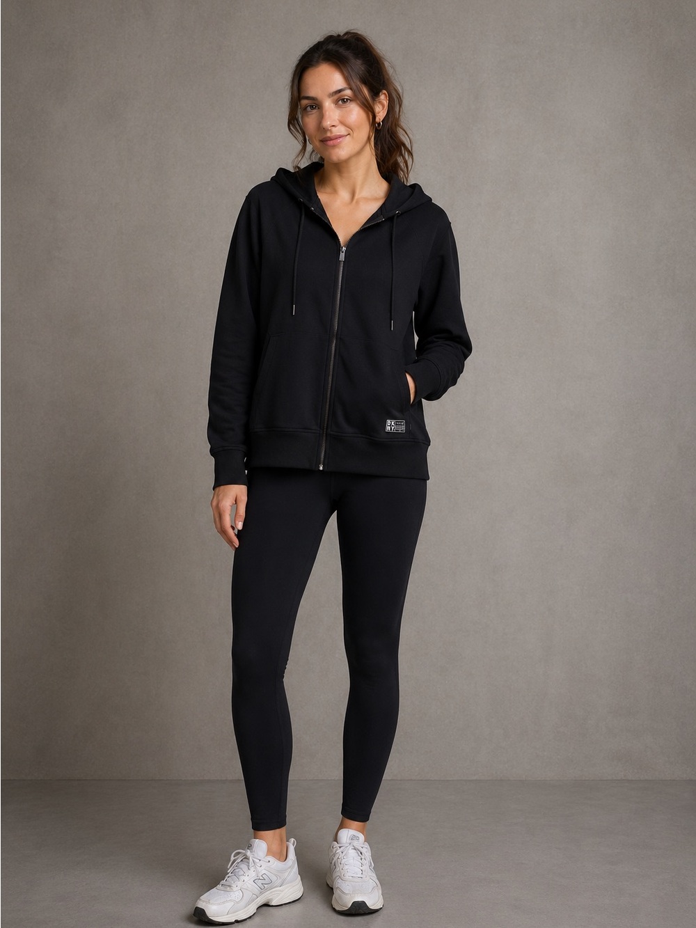💜Firm Price💜 DKNY Logo Patch Zipper Front Hoodie
